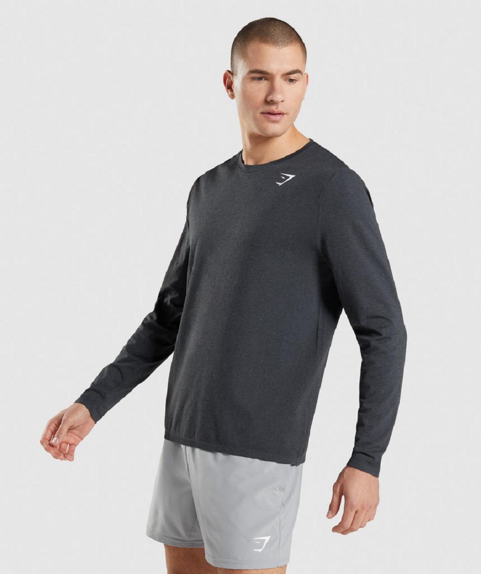 Gymshark Arrival Seamless Muške Dugi Rukav Crne | HR 2620OKI